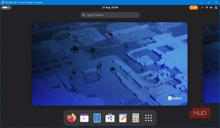 صفحهٔ راهاندازی اولیه پس از نصب Fedora روی Samsung ProTab
