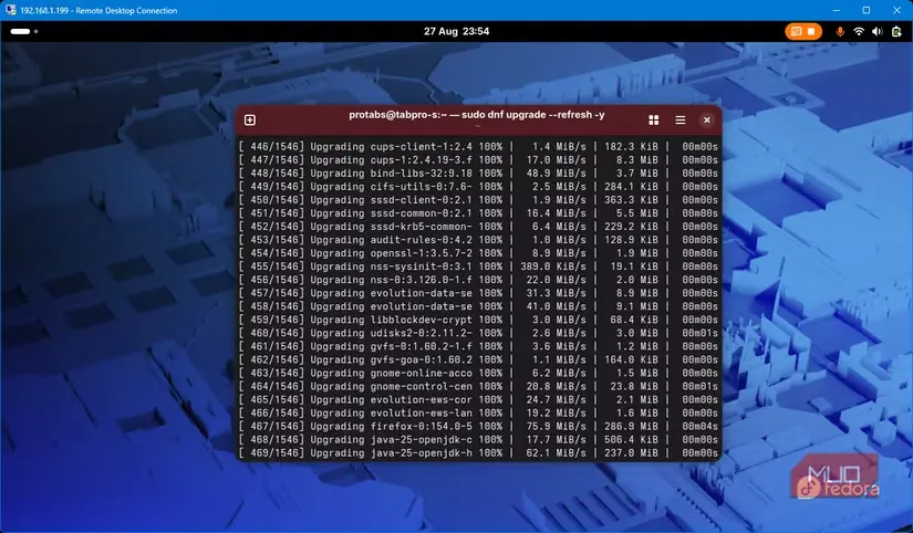 بهروزرسانی و ارتقای Fedora Workstation 44 با DNF