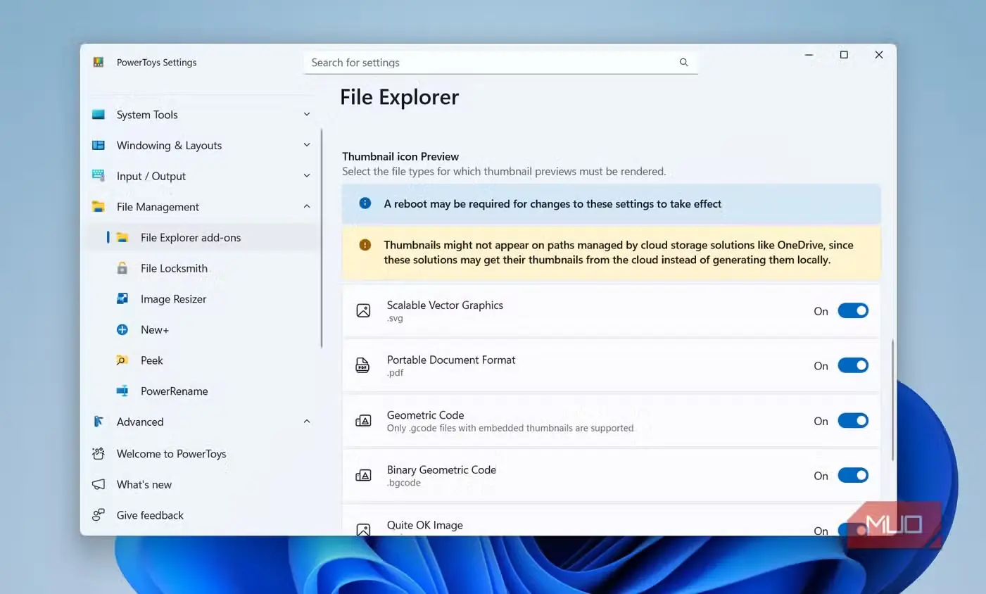 افزونههای File Explorer در PowerToys