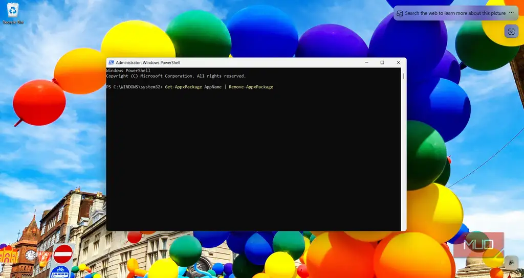 دستور PowerShell برای حذف یک بسته برنامه ویندوز