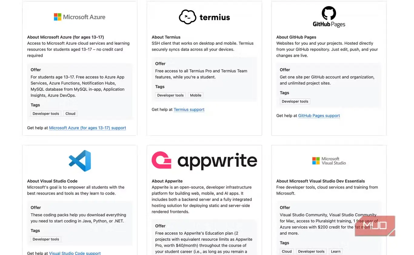 پیشنهادهای ابزارهای بیشتر شامل Microsoft Azure، Termius، GitHub Pages، Visual Studio Code، Appwrite و Visual Studio