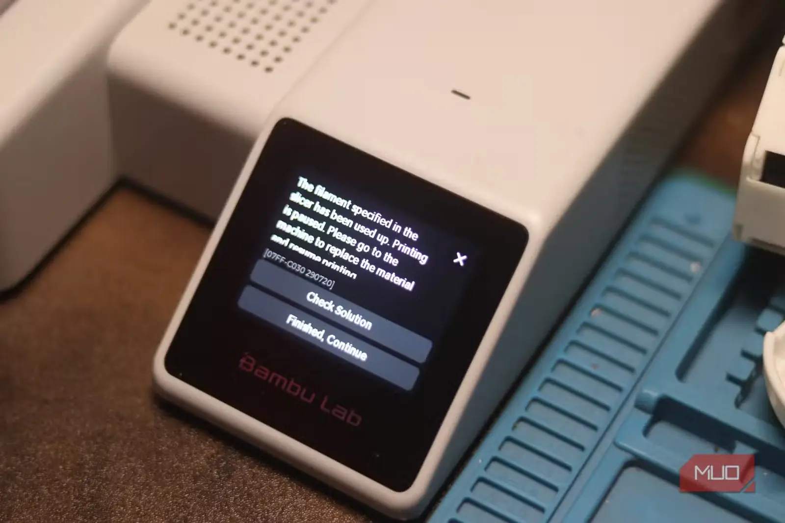 پیام تعویض فیلامنت روی Bambu Lab A1 Mini