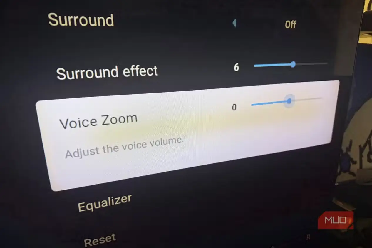 گزینه Voice Zoom در منوی تلویزیون سونی