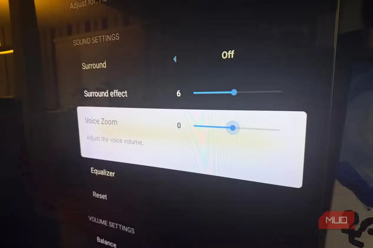 گزینه Voice Zoom در تنظیمات صوتی تلویزیون سونی