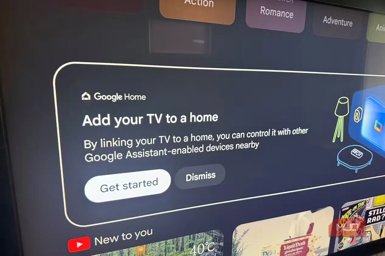 نمای جانبی تلویزیون Sony Bravia 9 miniLED که گزینهٔ افزودن به Google Home را نشان میدهد