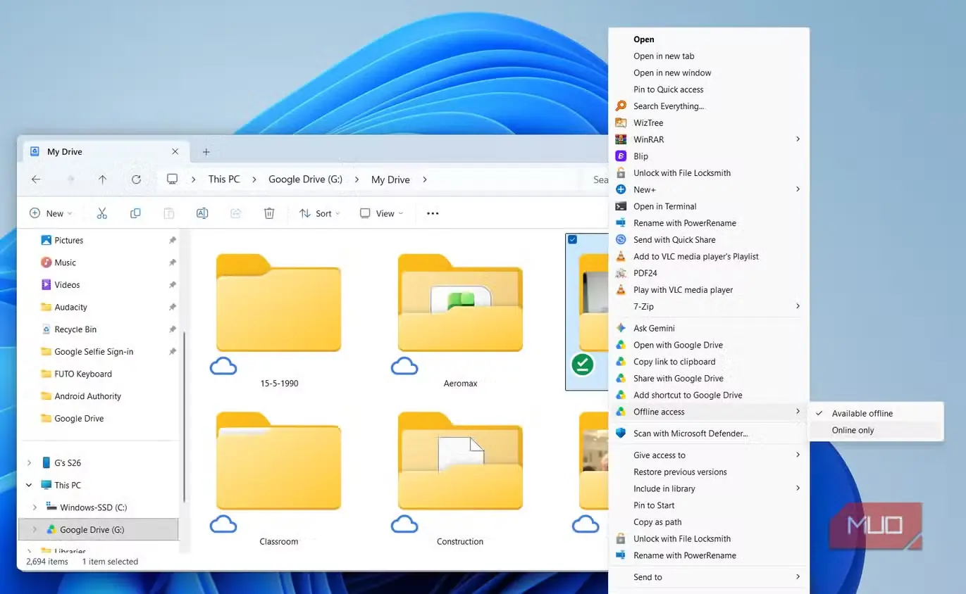 حذف فایل آفلاین در Google Drive