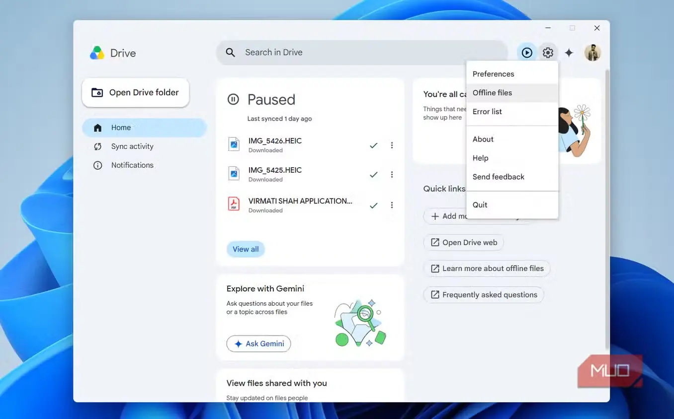 برنامه Google Drive روی کامپیوتر ویندوزی