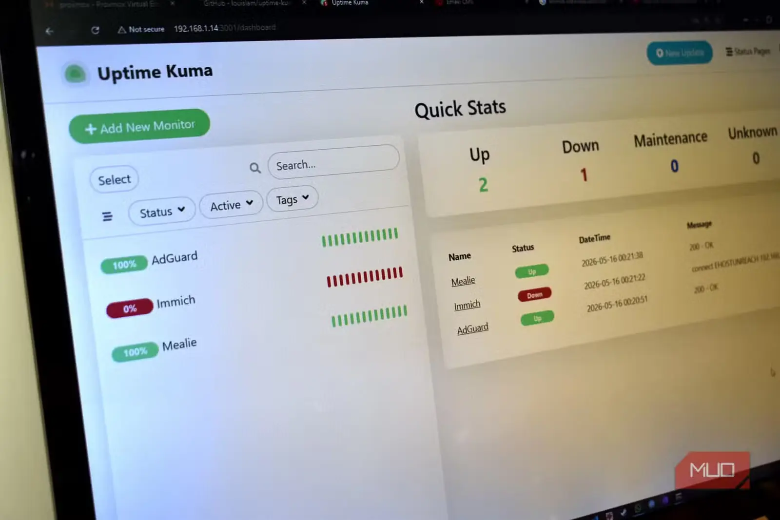 سامانهٔ پایش خودمیزبان Uptime Kuma