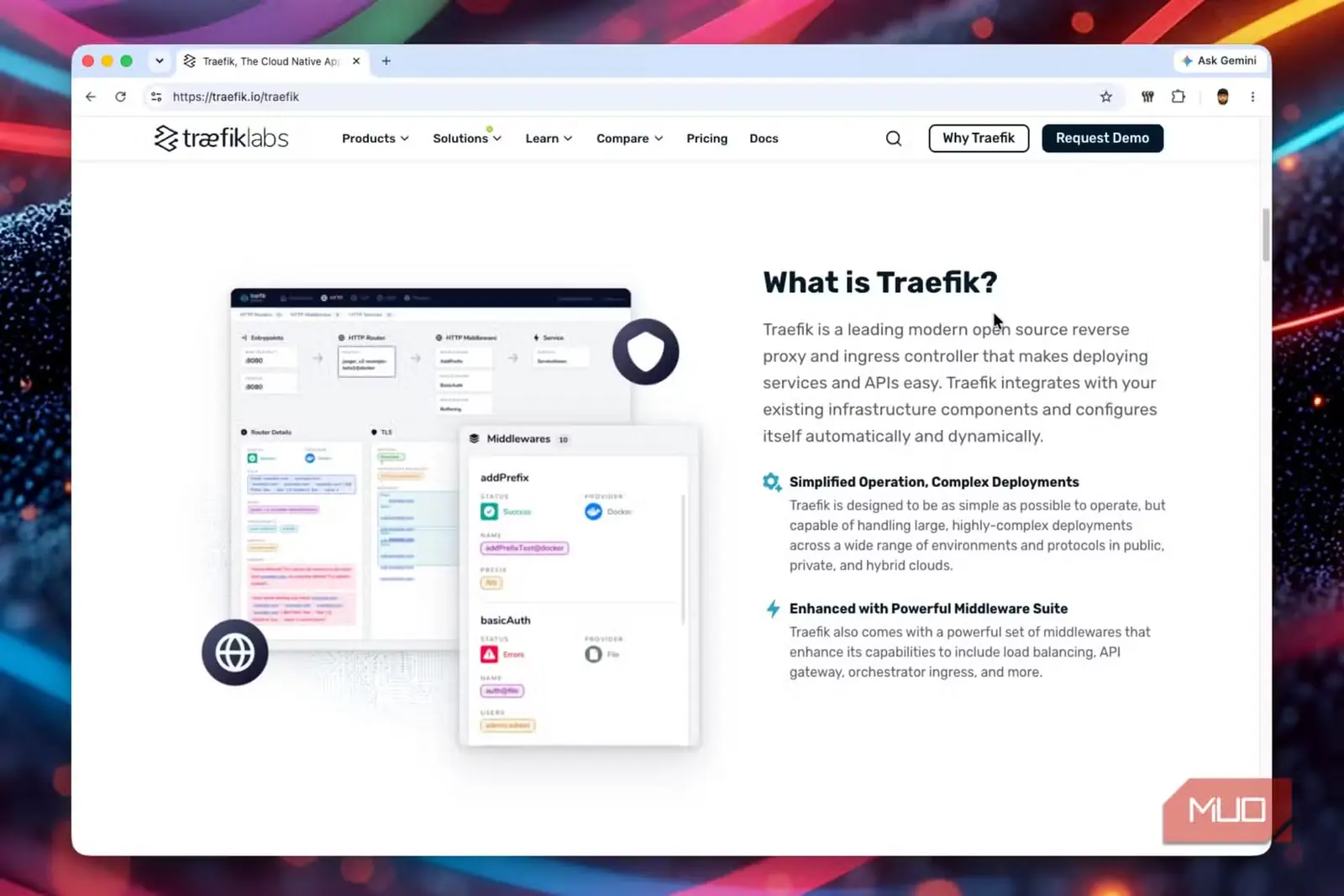 تصویر وبسایت Traefik با توضیح کاربردهای آن