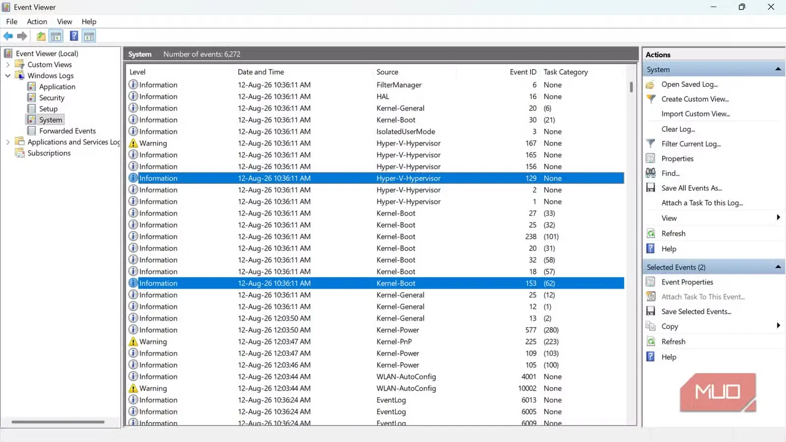 نمایش لاگهای سیستم در Windows Event Viewer