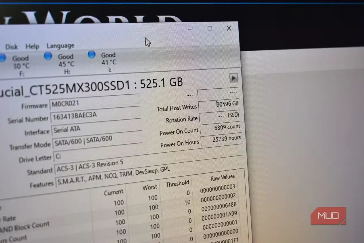 نتایج CrystalDiskMark از نوشتنهای کل میزبان بر SSD