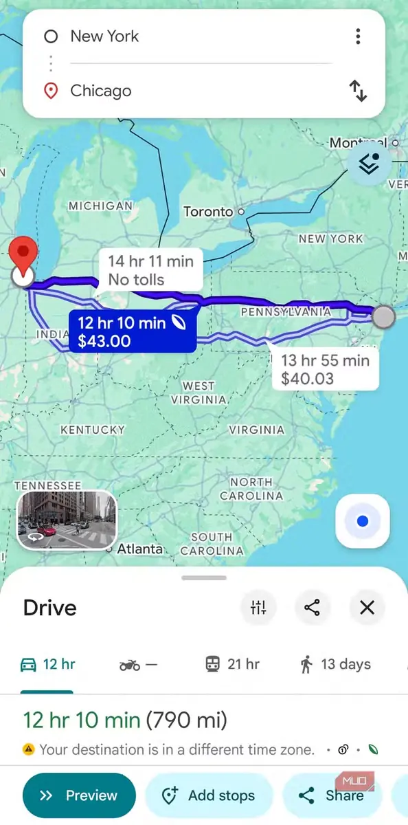 نقشه Google Maps روی اندروید با نمایش مسیر