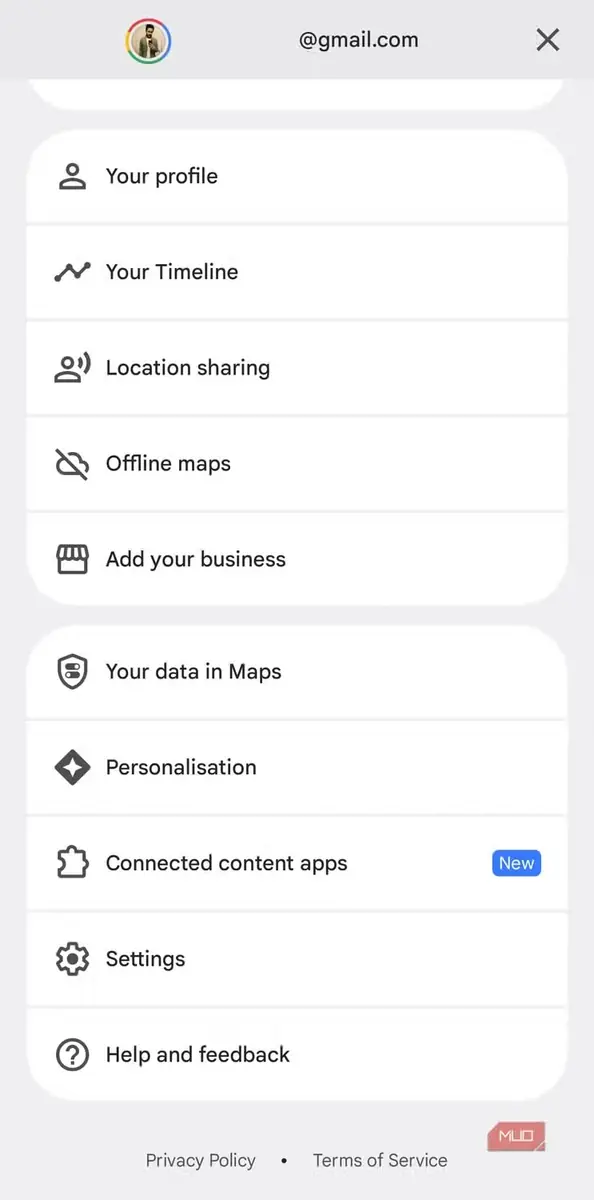 منوی Google Maps در گوشی اندروید