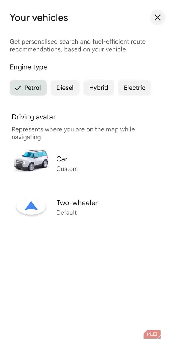 انتخاب نوع وسیله نقلیه در Google Maps روی گوشی اندروید