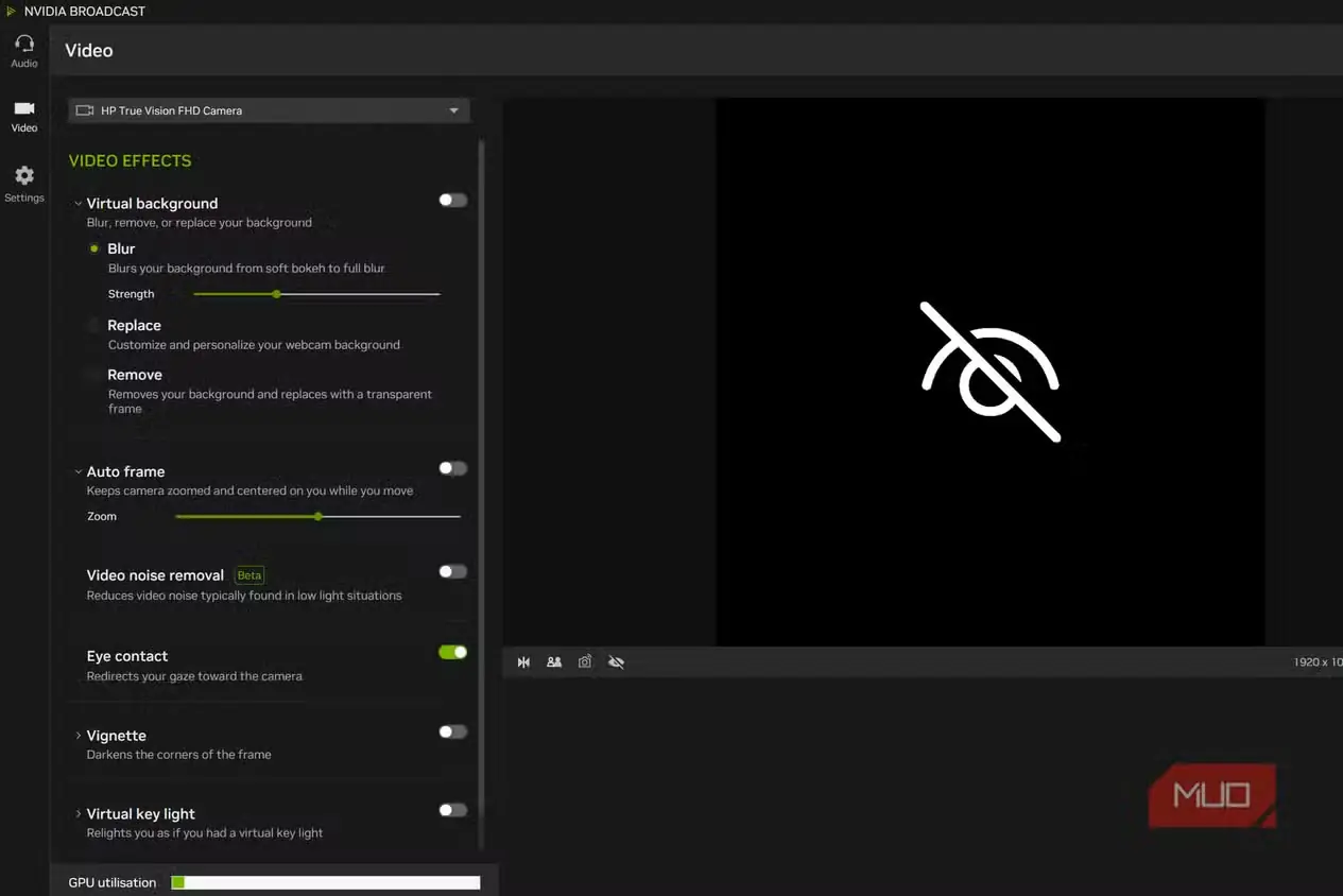 جلوههای تصویری Nvidia Broadcast