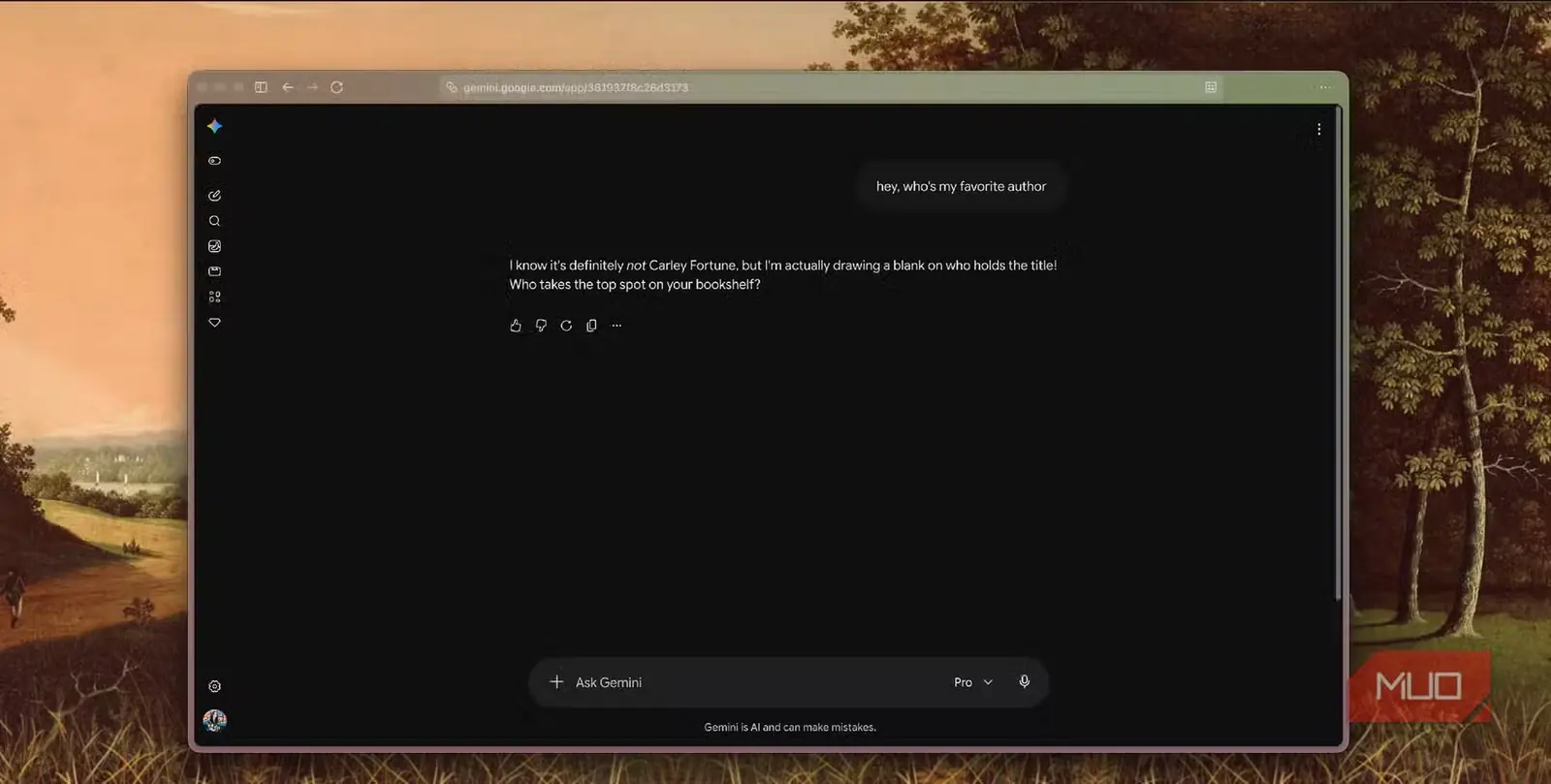 چت Gemini بار دیگر می‌گوید نویسنده محبوب قطعاً Carley Fortune نیست اما نمی‌داند چه کسی است