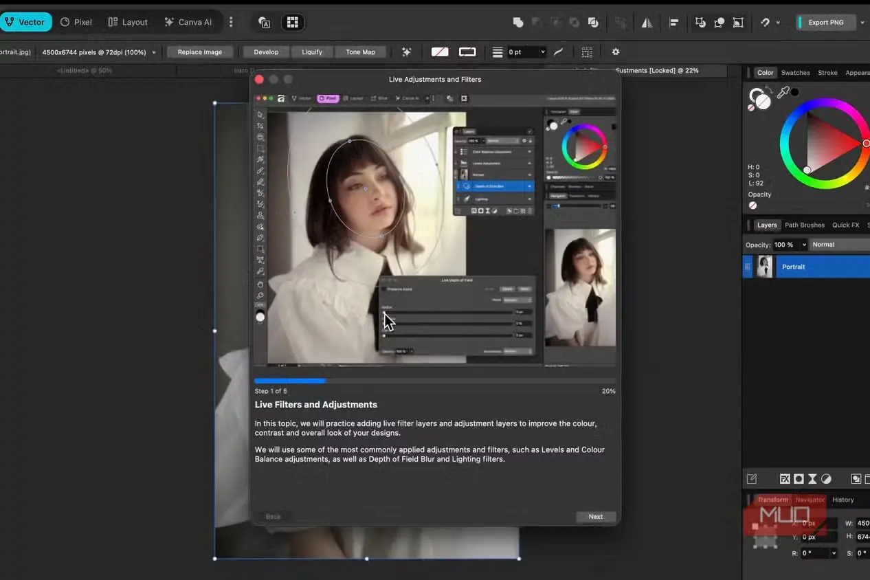 ابزارهای لایهها در برنامه Affinity برای ویرایش تصویر