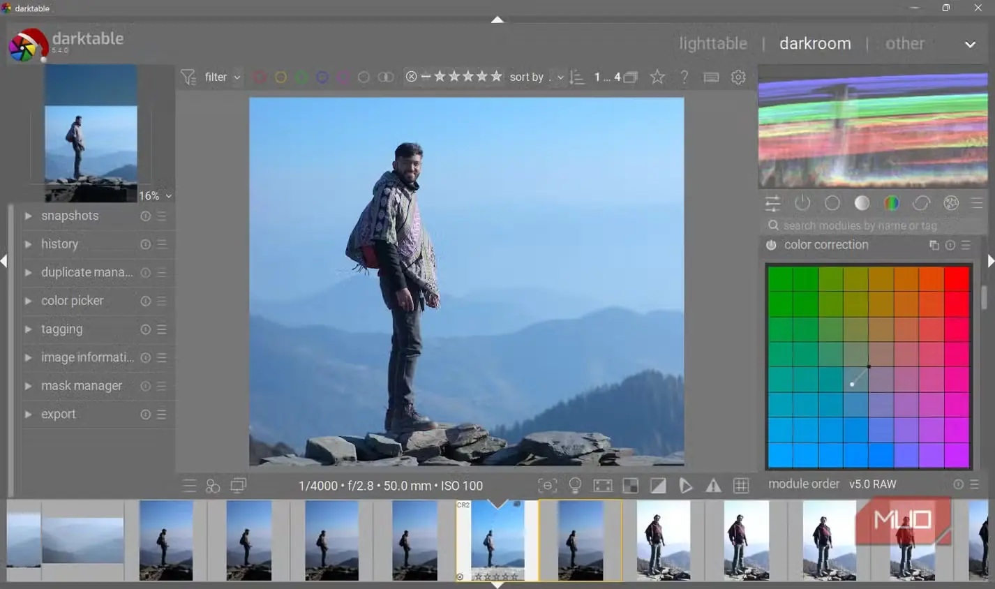 ماژول اصلاح رنگ در برنامه Darktable