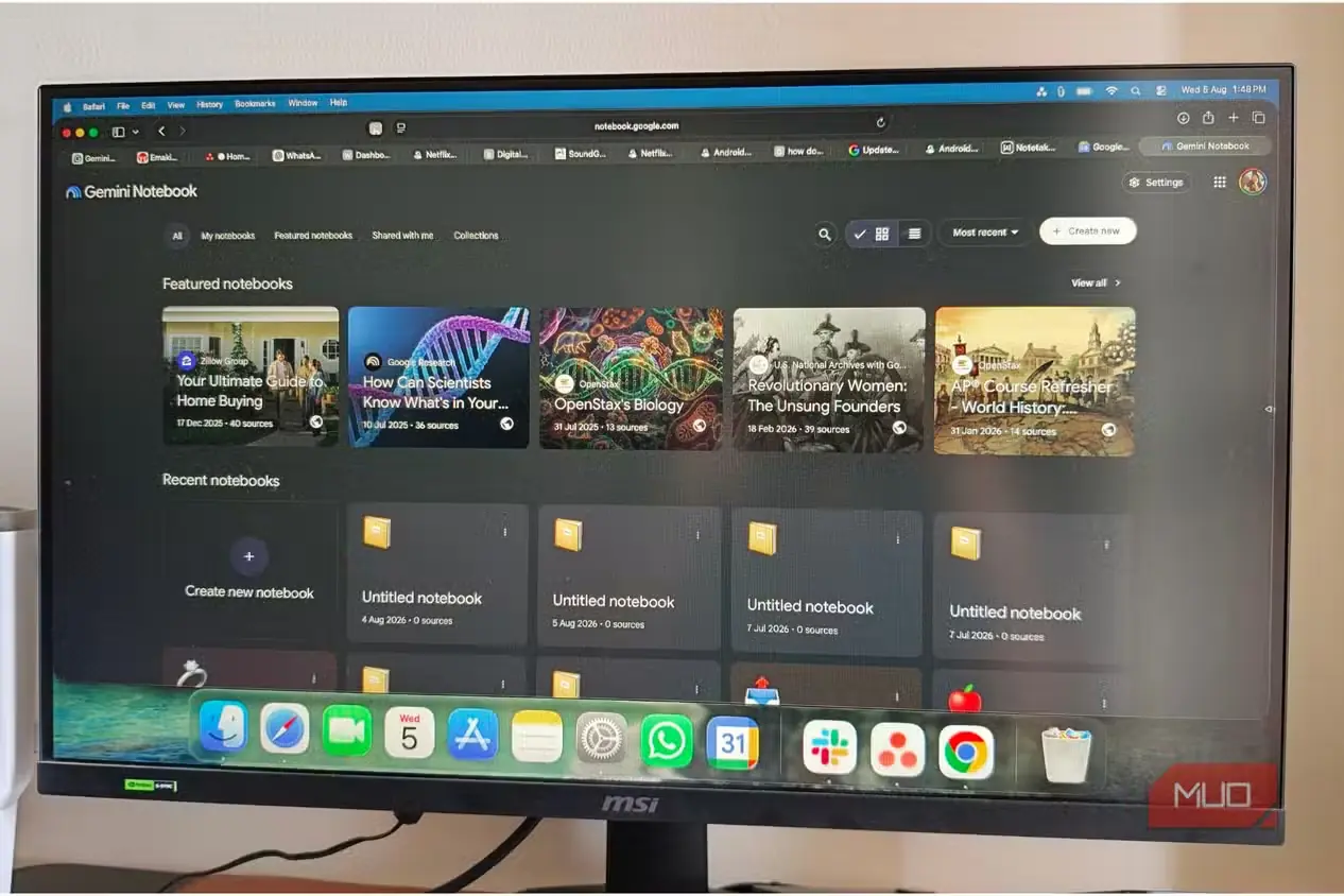Gemini Notebook باز شده روی کامپیوتر