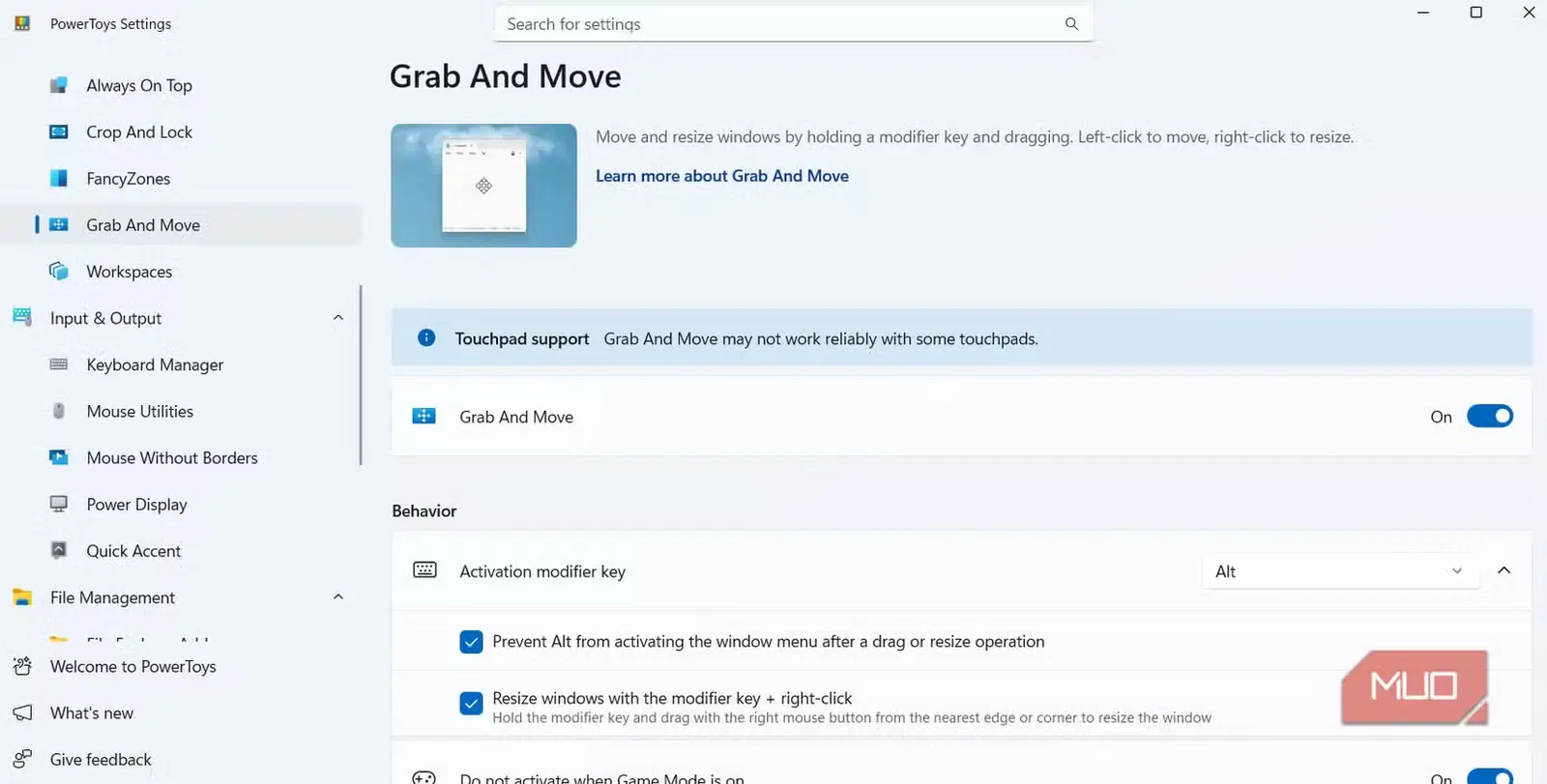 ابزار Grab and Move در مجموعه PowerToys