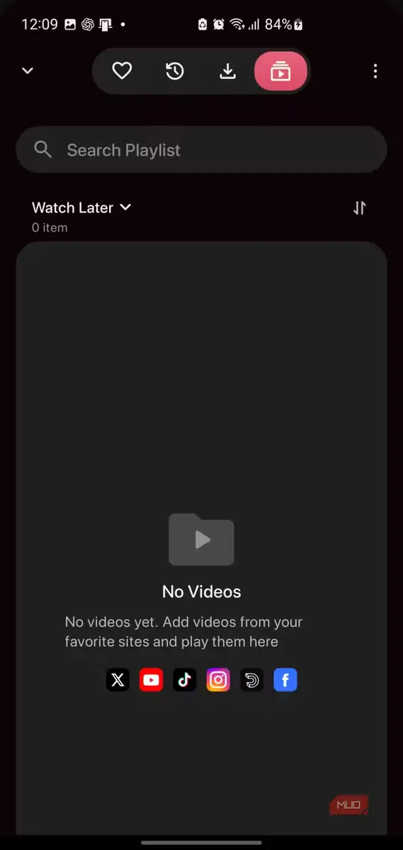 صفحهی Playlist در Quetta با نمادهای X، YouTube، TikTok، Instagram و Facebook در پایین