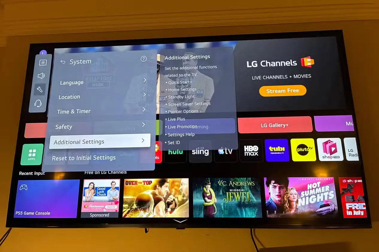 تنظیمات اضافی تلویزیون LG