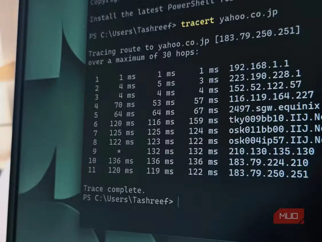 اجرای دستور tracert در ترمینال ویندوز 11 (3)