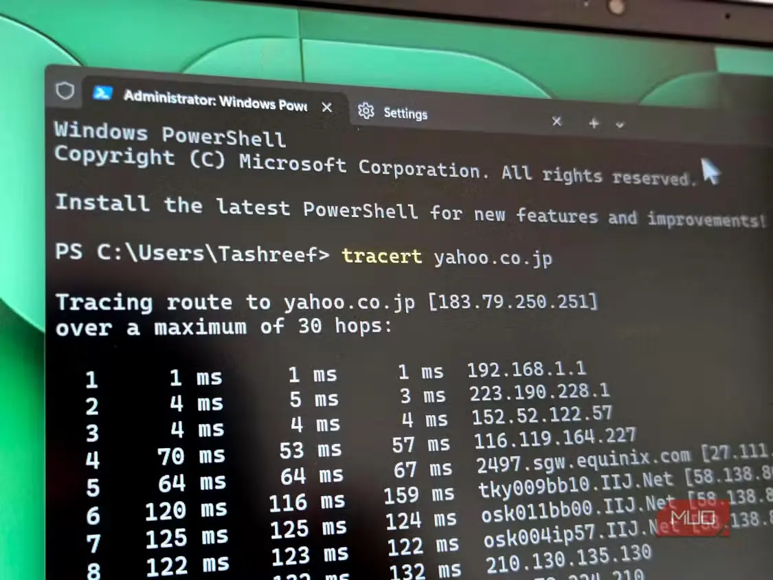 اجرای دستور tracert در ترمینال ویندوز 11 (4)