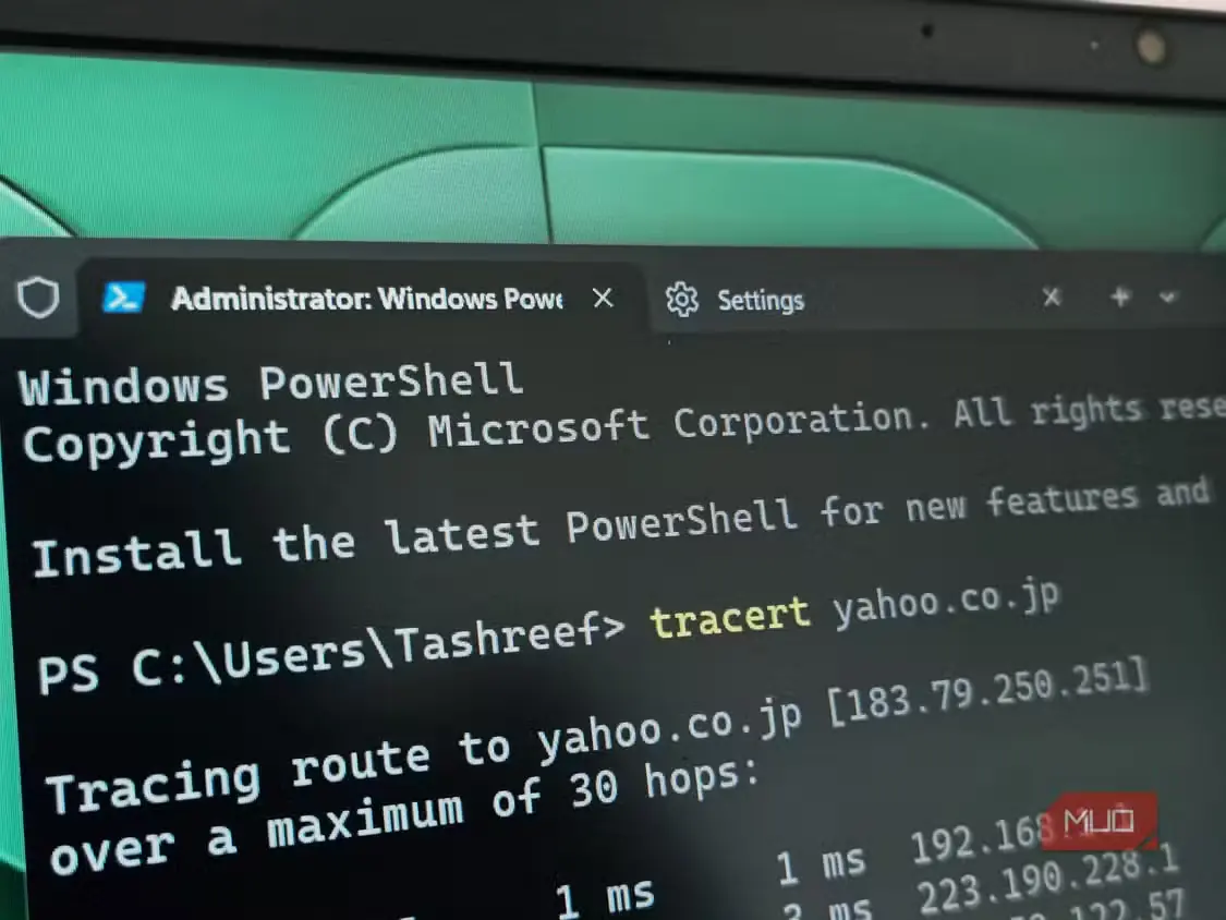 اجرای دستور tracert در ترمینال ویندوز 11 (1)