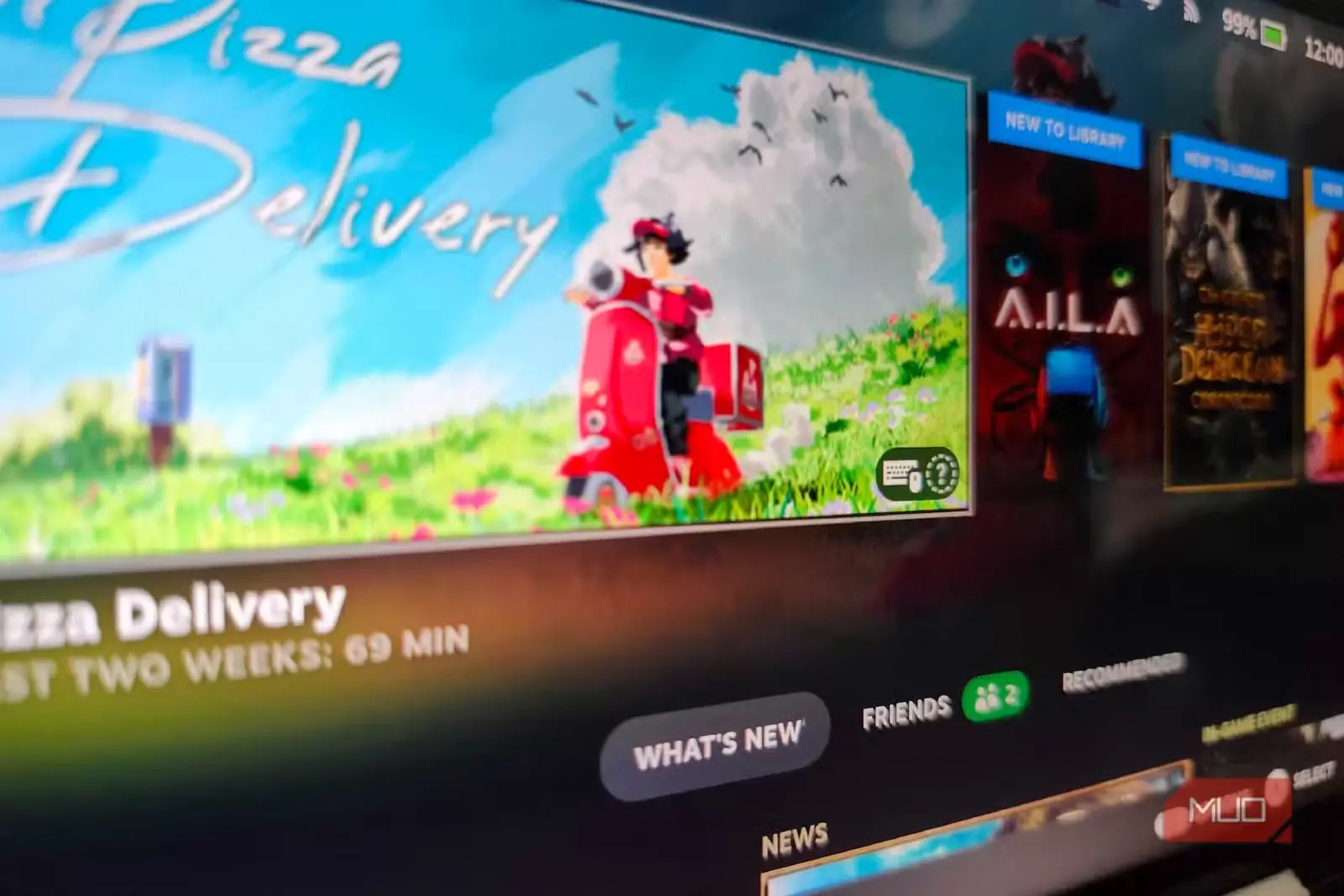 کاشی Steam OS، نمایش بازی «A Pizza Delivery» در حالت Steam Big Picture روی ROG Ally X