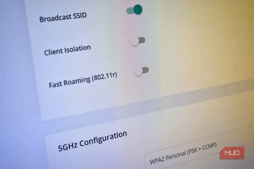 گزینههای roaming سریع در تنظیمات روتر