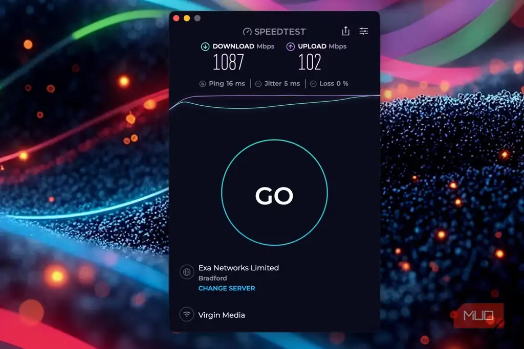 نمایشگر Speedtest با سرعت گیگابیت
