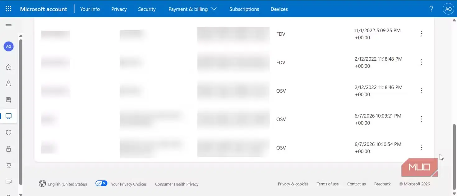 کلیدهای بازیابی حساب Microsoft