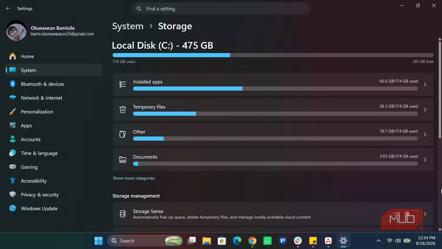 بخش Storage در Settings ویندوز ۱۱