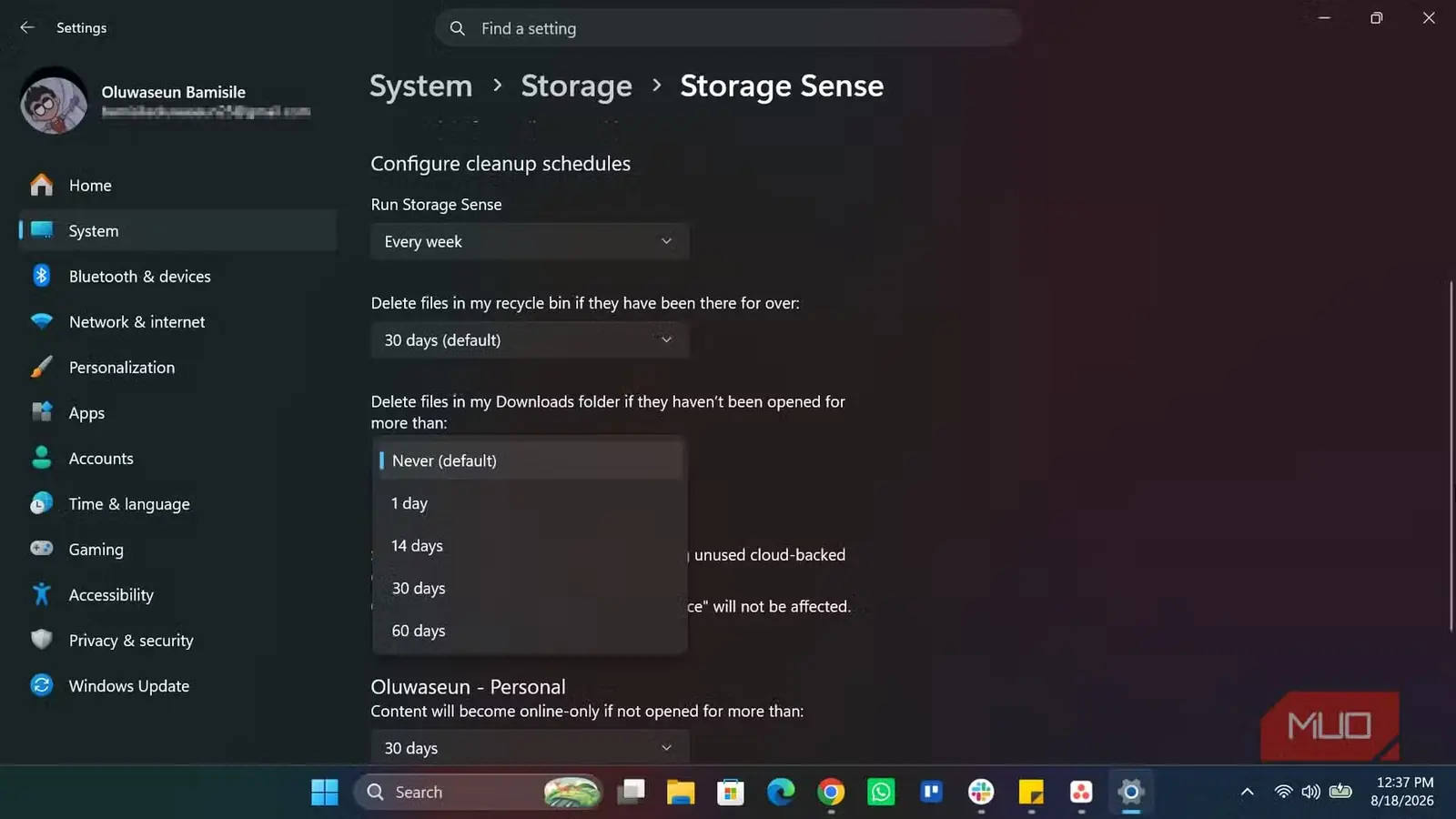 پیکربندی Storage Sense در Windows