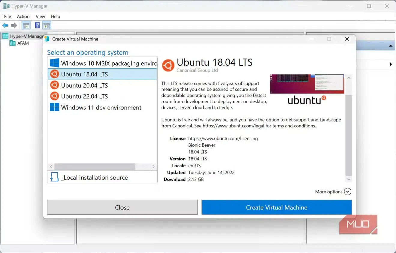 ایجاد ماشینمجازی Ubuntu