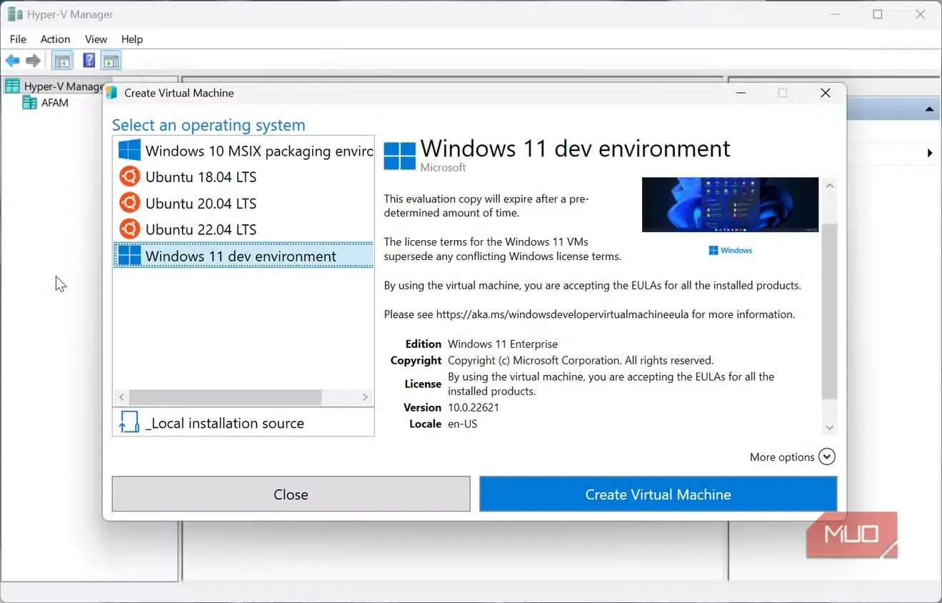 ایجاد ماشینمجازی Windows 11