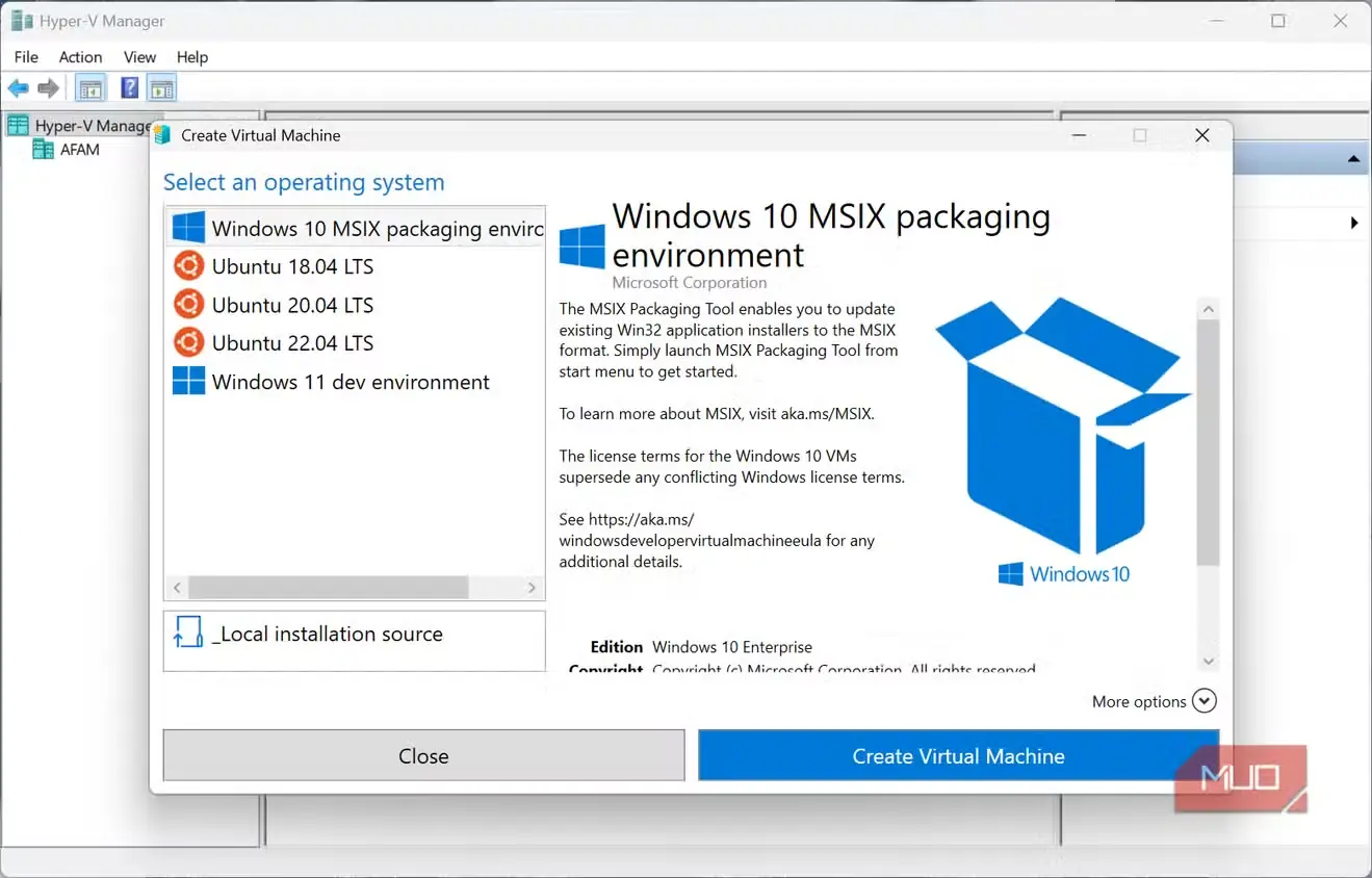 ایجاد ماشینمجازی Windows 10 vCM
