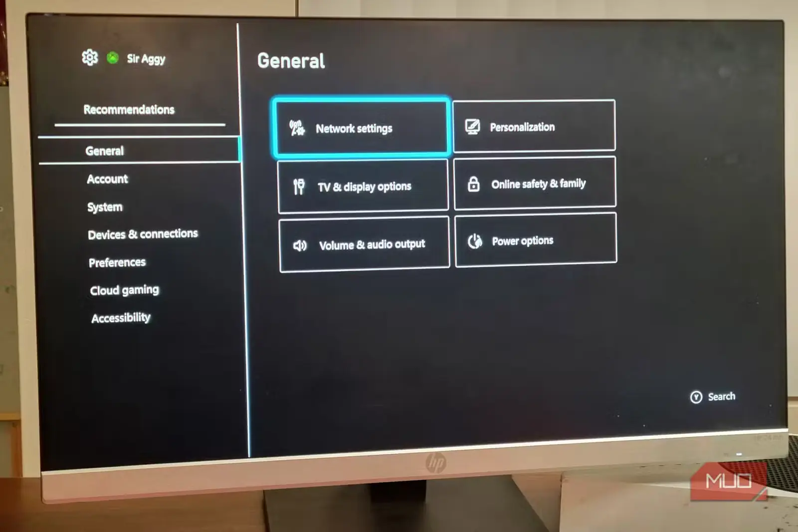 کنسول Microsoft Xbox نمایش تنظیمات شبکه