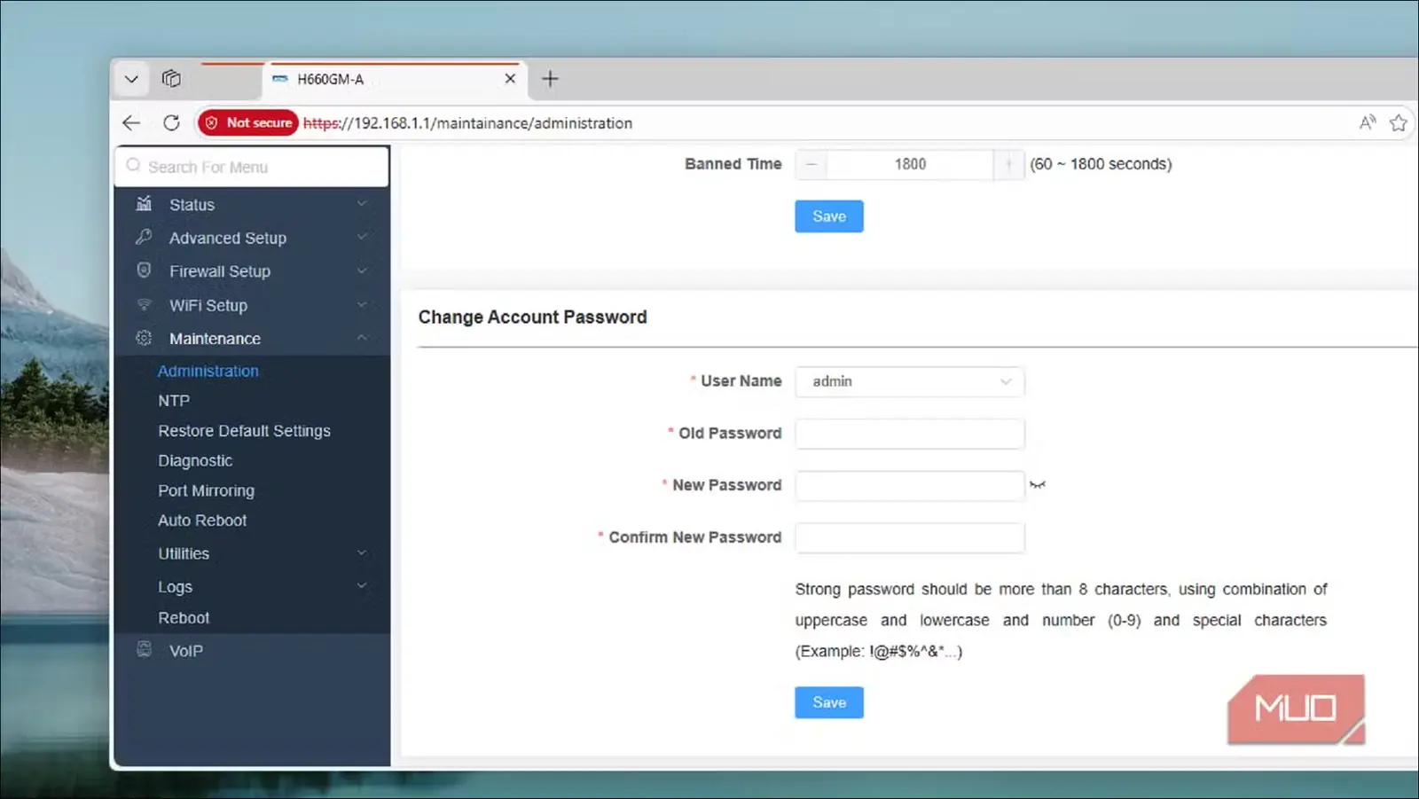 زبانهٔ مدیریت باز در پنل مدیریتی روتر Aitel