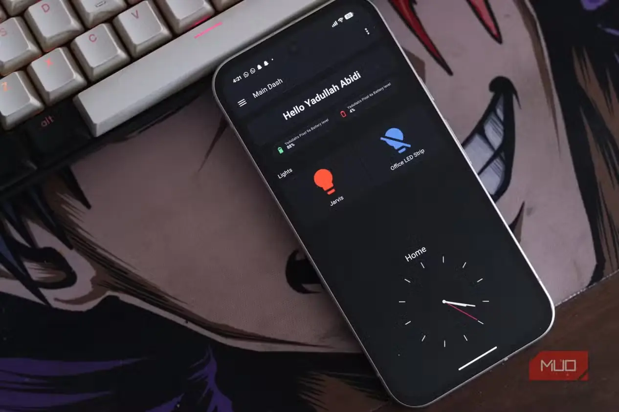 نمای پیشخوان برنامه Home Assistant Companion روی گوشی Pixel 9a