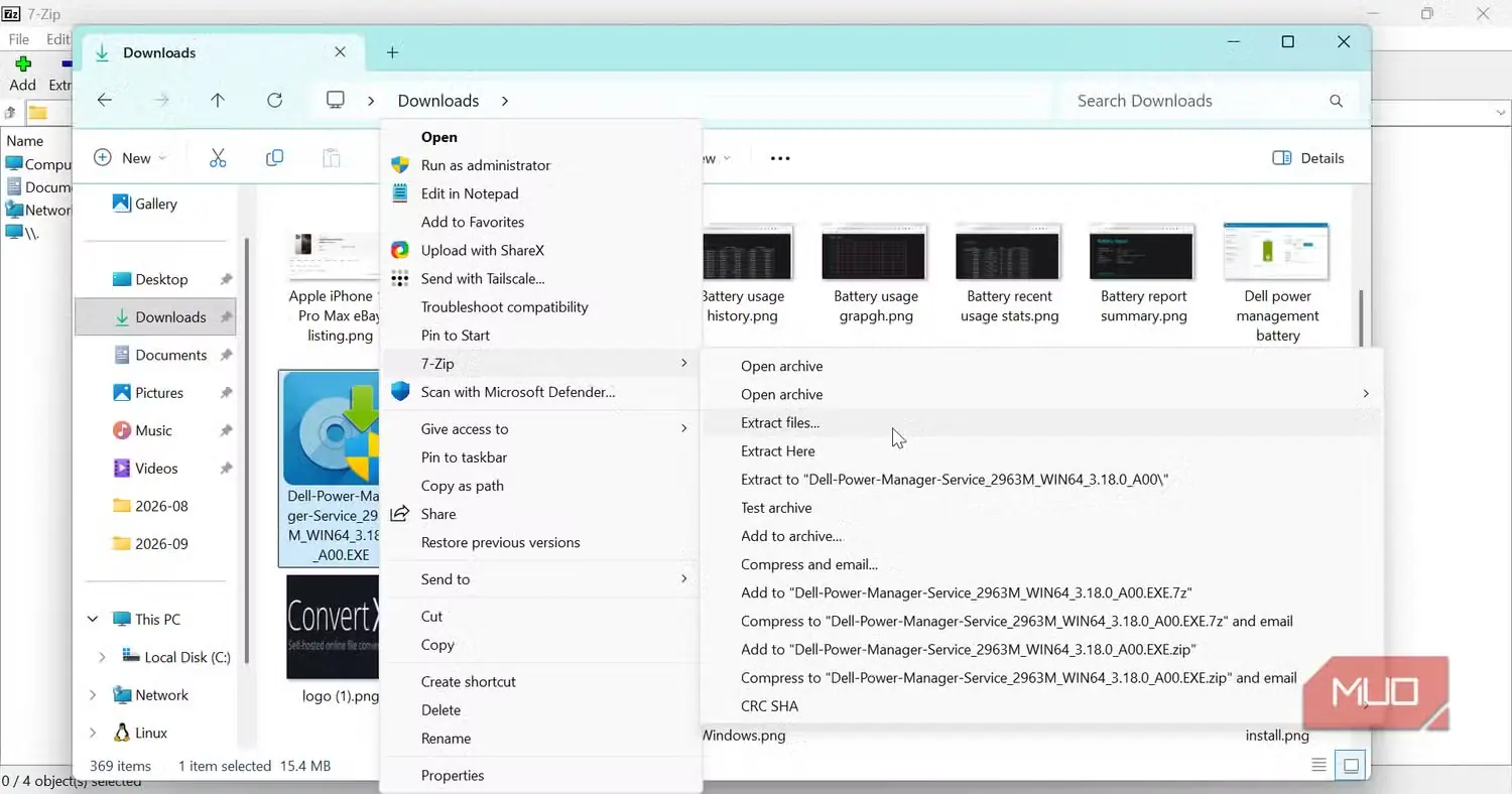 منوی CRC و SHA در 7-Zip