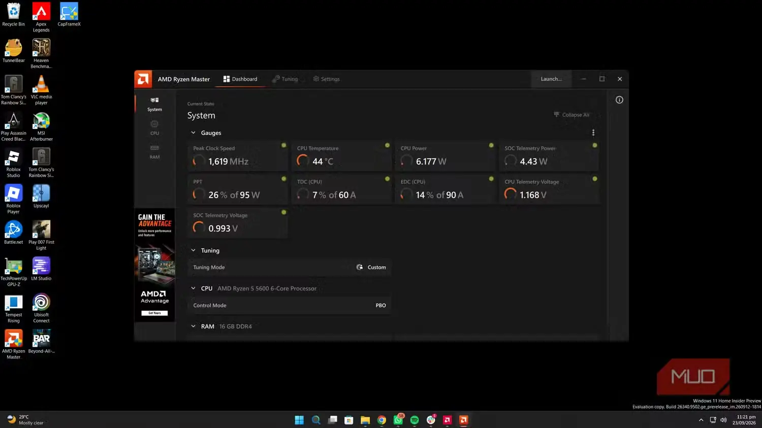 بهینه‌ساز منحنی پردازنده در AMD Ryzen Master