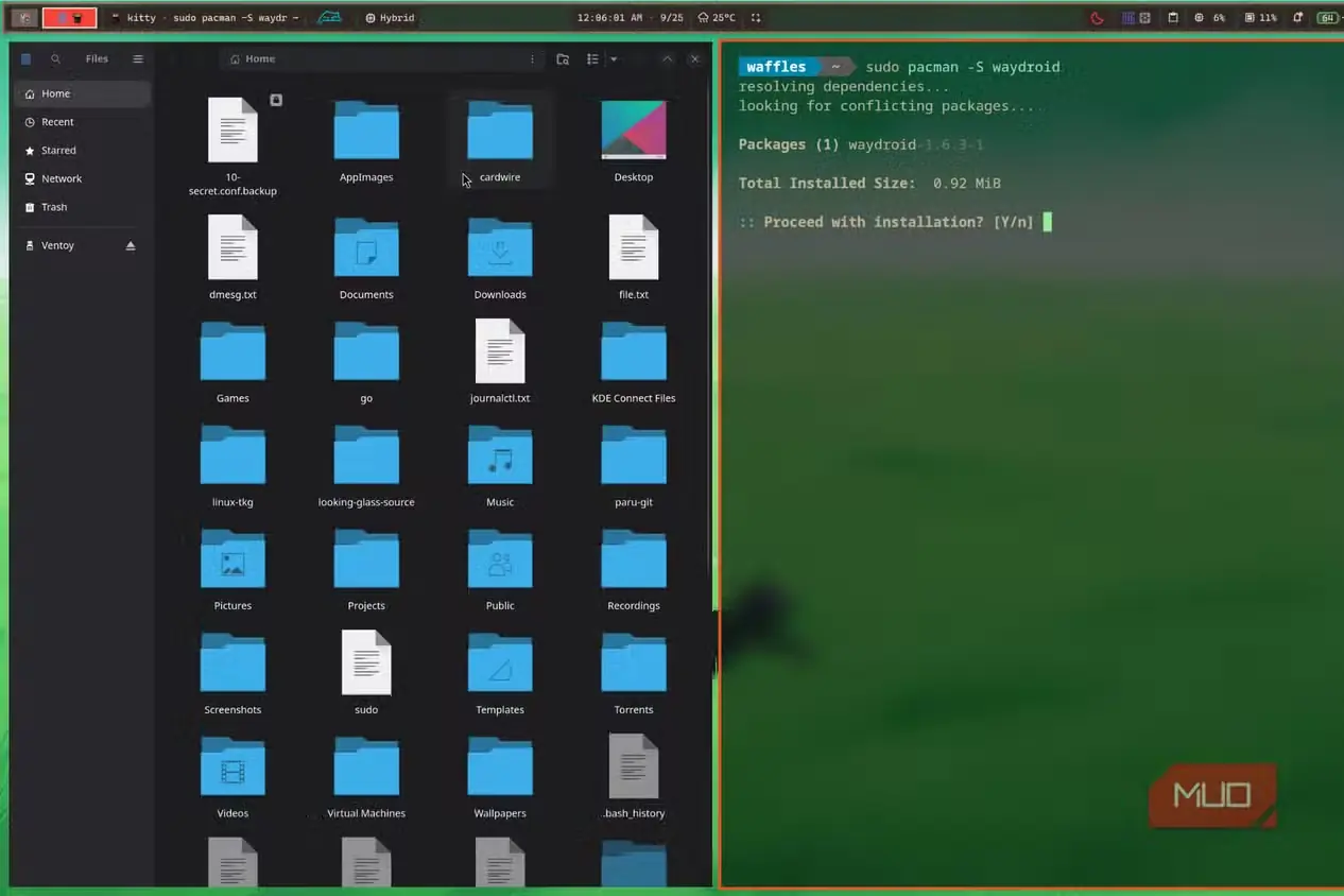 مراحل نصب Waydroid روی Arch Linux