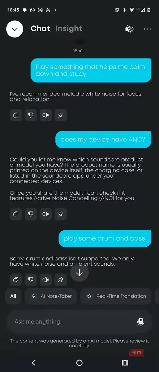 پرسشهای چتبات هوش مصنوعی Anka برای Anker Soundcore AeroFit 2