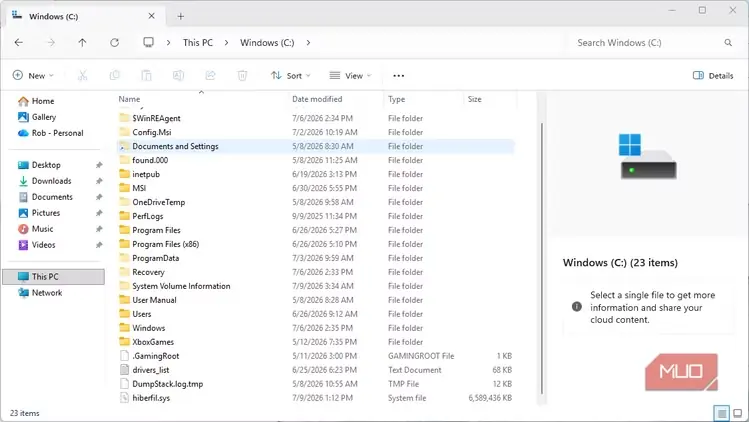 فایل 6.3GB گیگابایتی hiberfil.sys در File Explorer