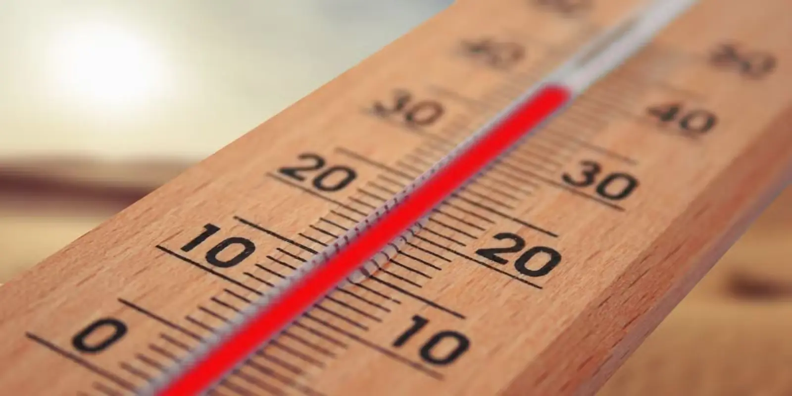 دماسنج چوبی با خط قرمز نشاندهنده دما