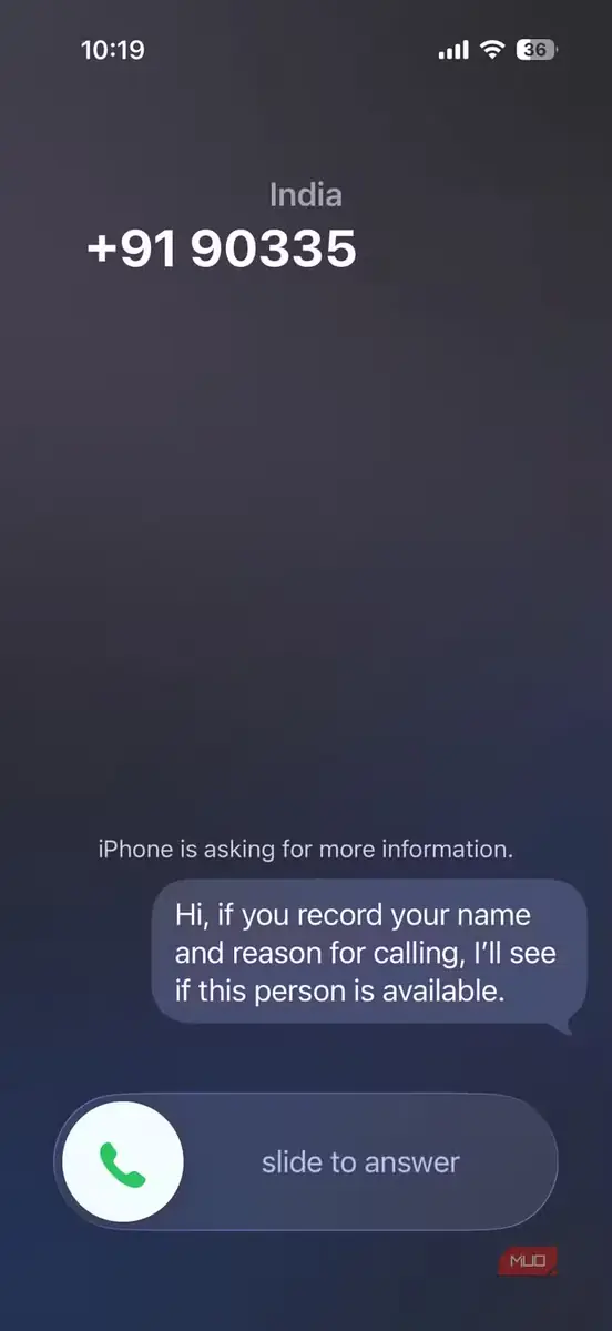 نمای قابلیت غربالگری تماس iOS 26 روی iPhone