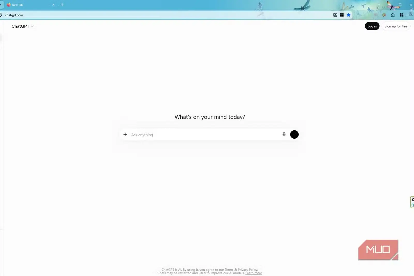 صفحه اصلی ChatGPT بدون ورود به حساب کاربری