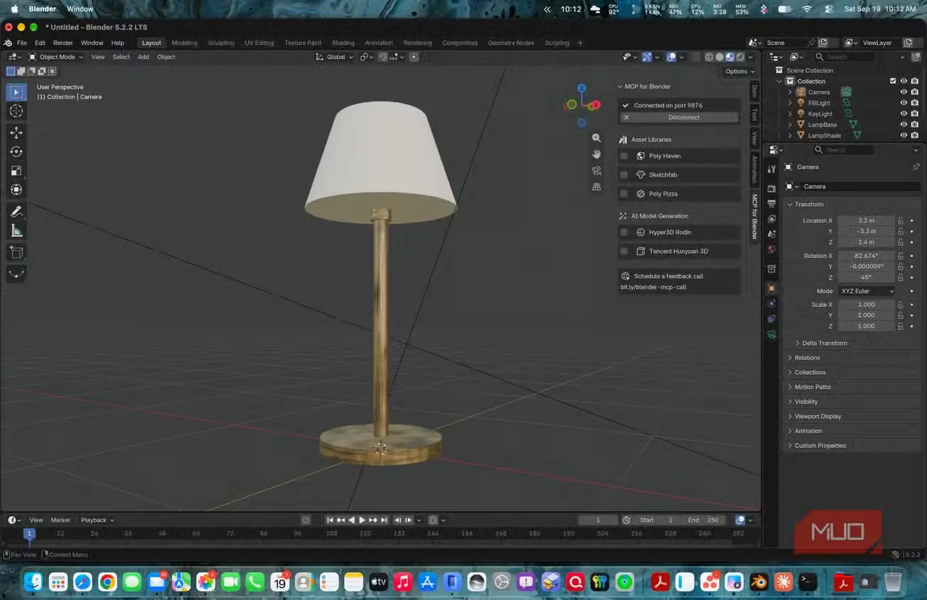 نمونه همکاری Blender با Claude Code در ساخت صحنه